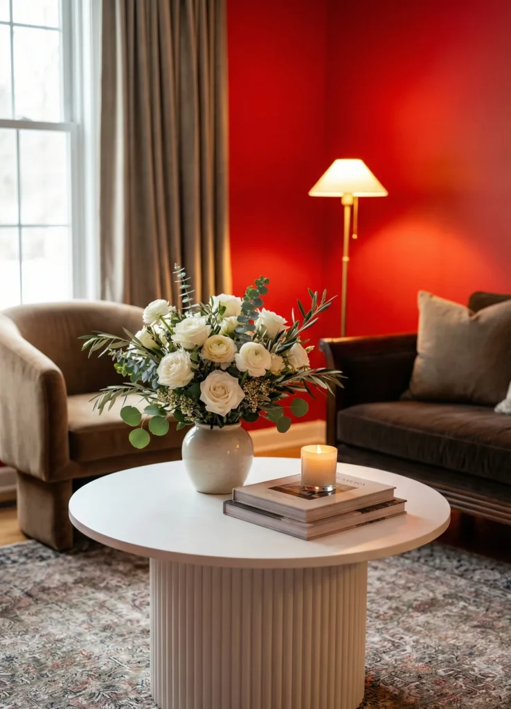 Neutral Floral Arrangement With Greenery