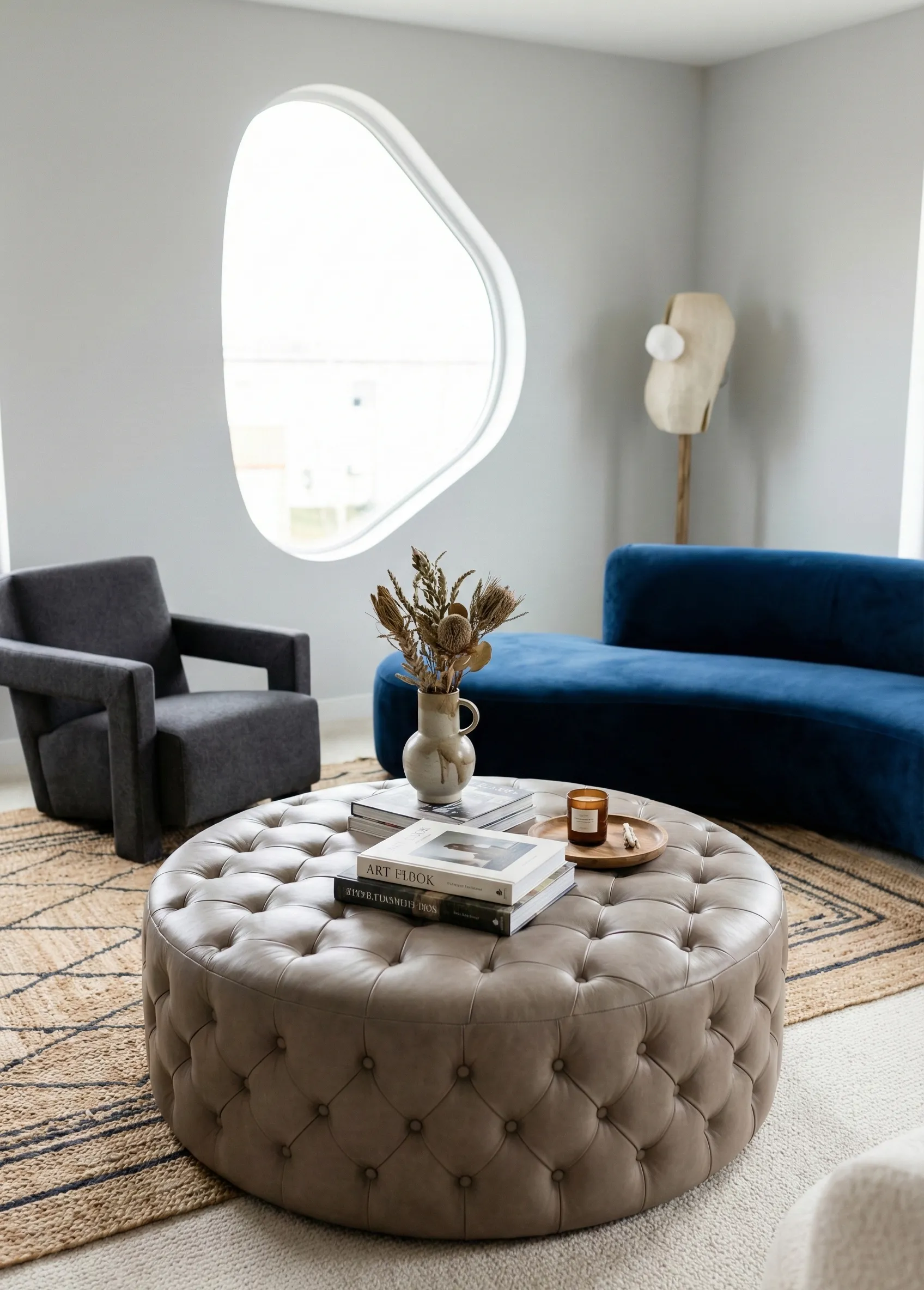 Neutral-Tone Ottoman for Versatile Styling