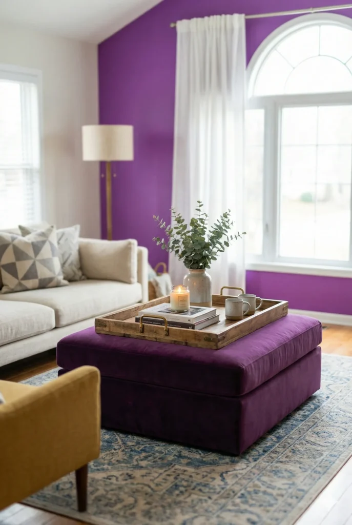 Oversized Ottoman Used as a Coffee Table
