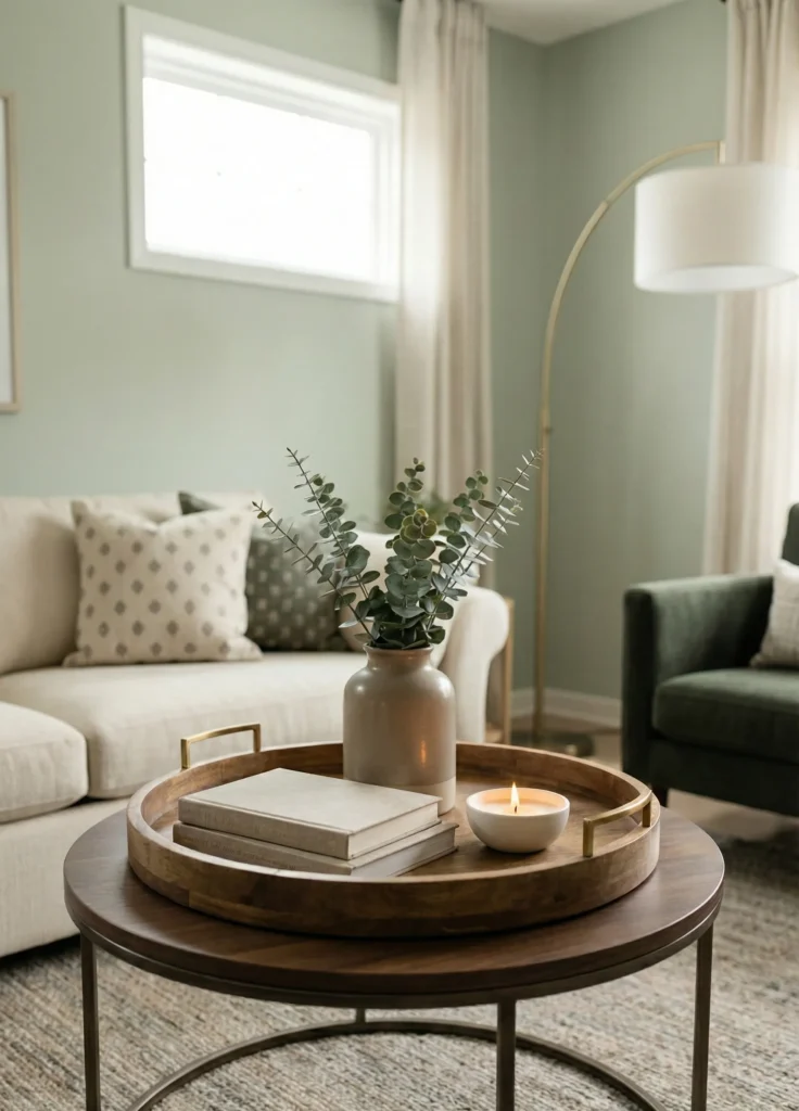 Oversized Tray With Books, Vase, and Low Accent