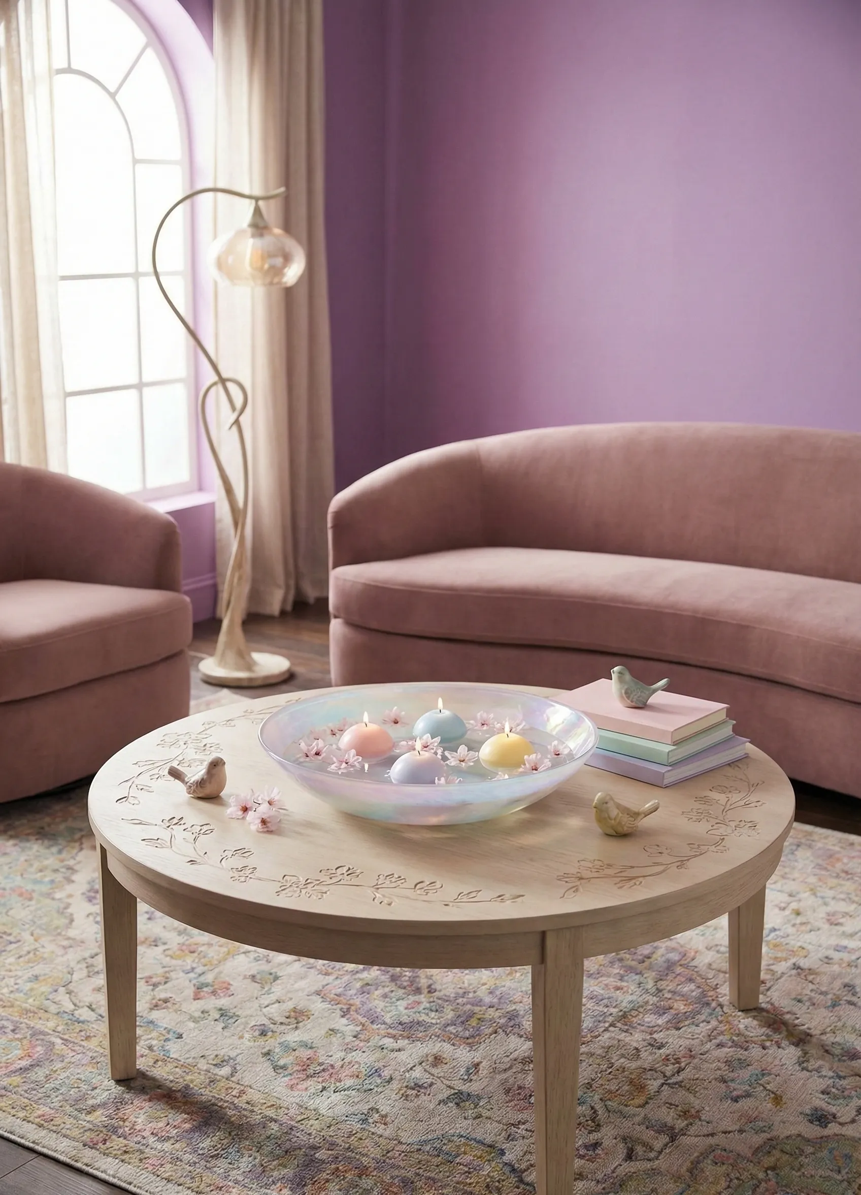 Pastel Glass Bowl With Floating Candles