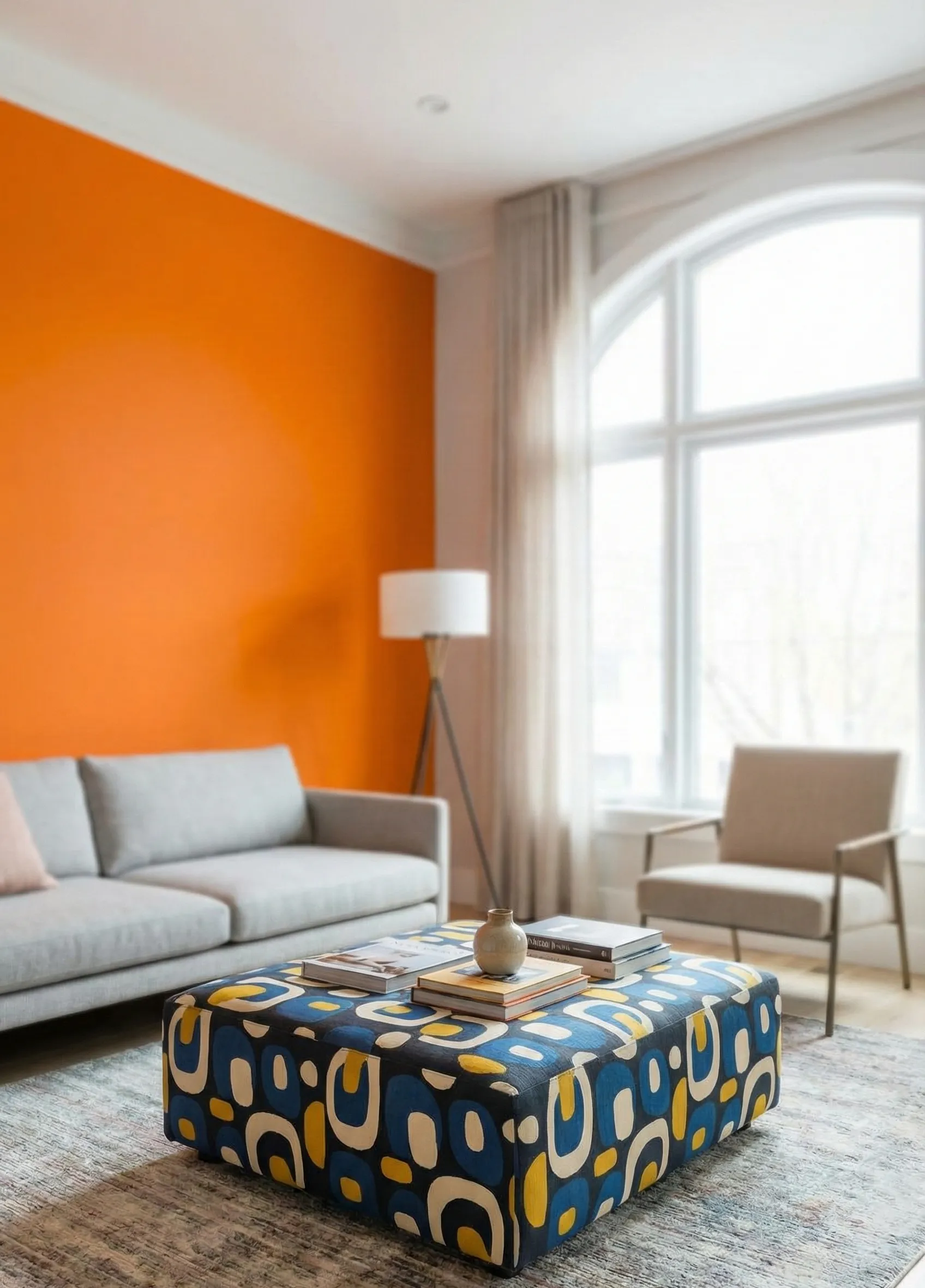 Patterned Ottoman as a Statement Piece