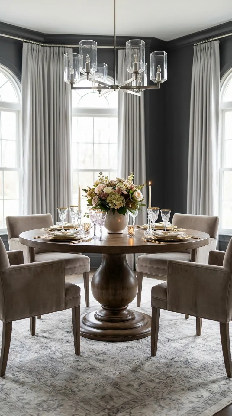 Pedestal Base Solid Wood Dining Table
