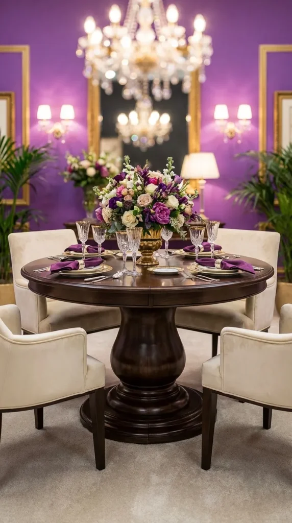 Pedestal Dining Table With Hidden Storage Inside Base