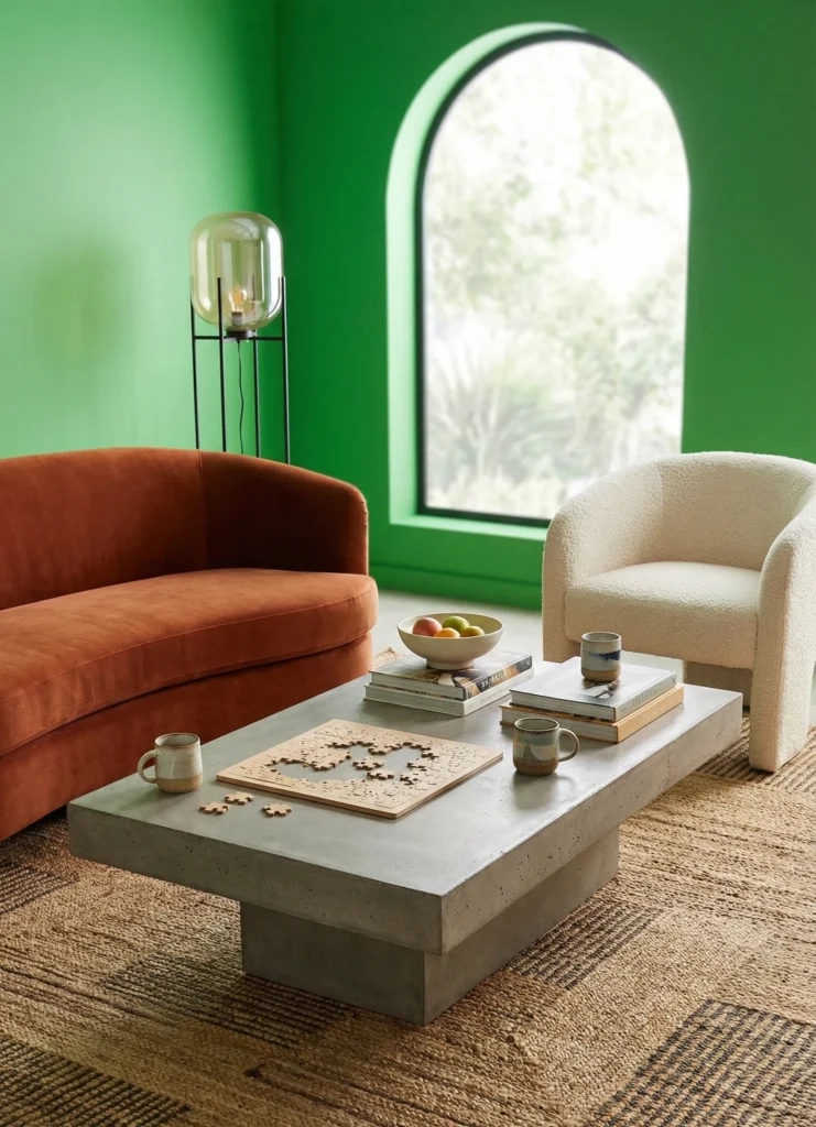 Rectangular Concrete Slab Coffee Table