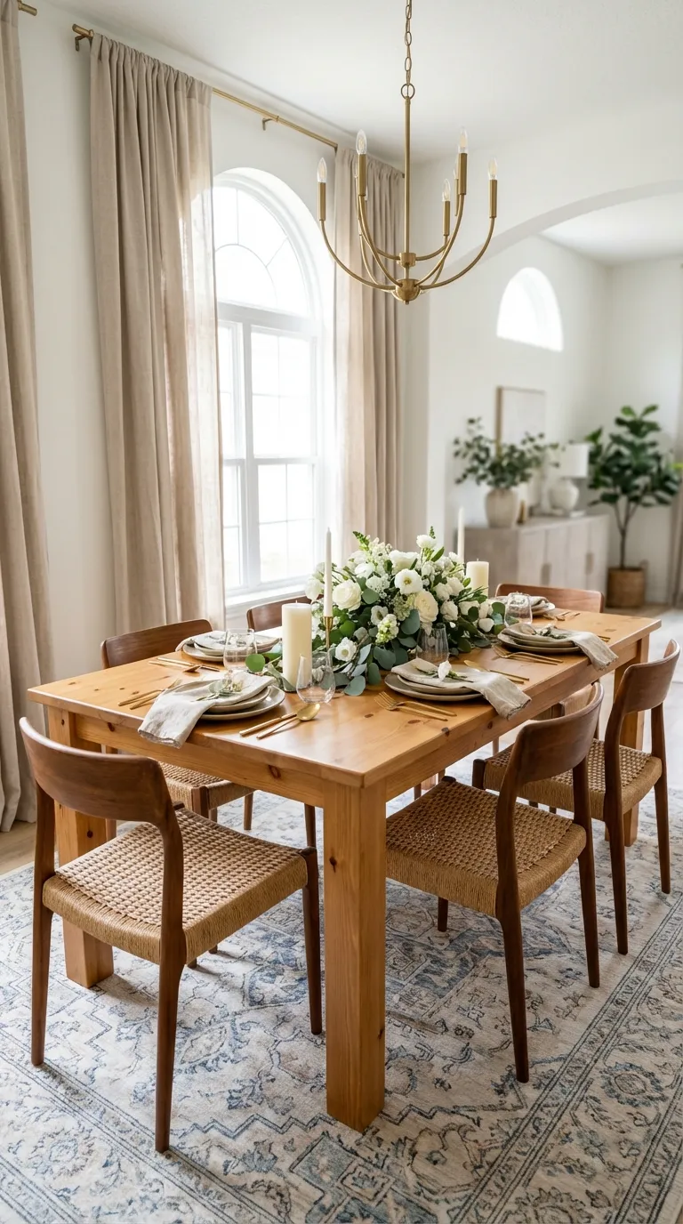 Rectangular Pine Wood Table With Natural Finish
