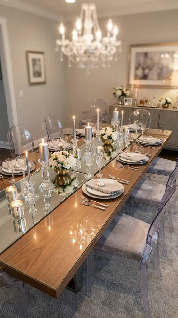 Reflective Mirrors Or Metallic Runner Accents