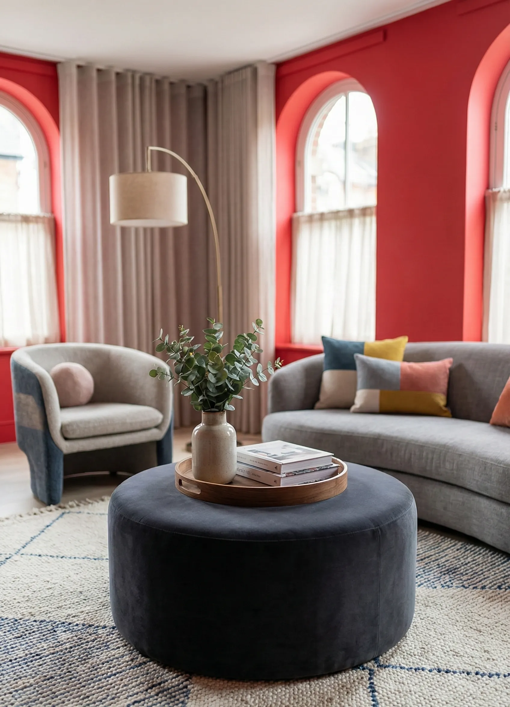 Round Ottoman for Softer Visual Flow