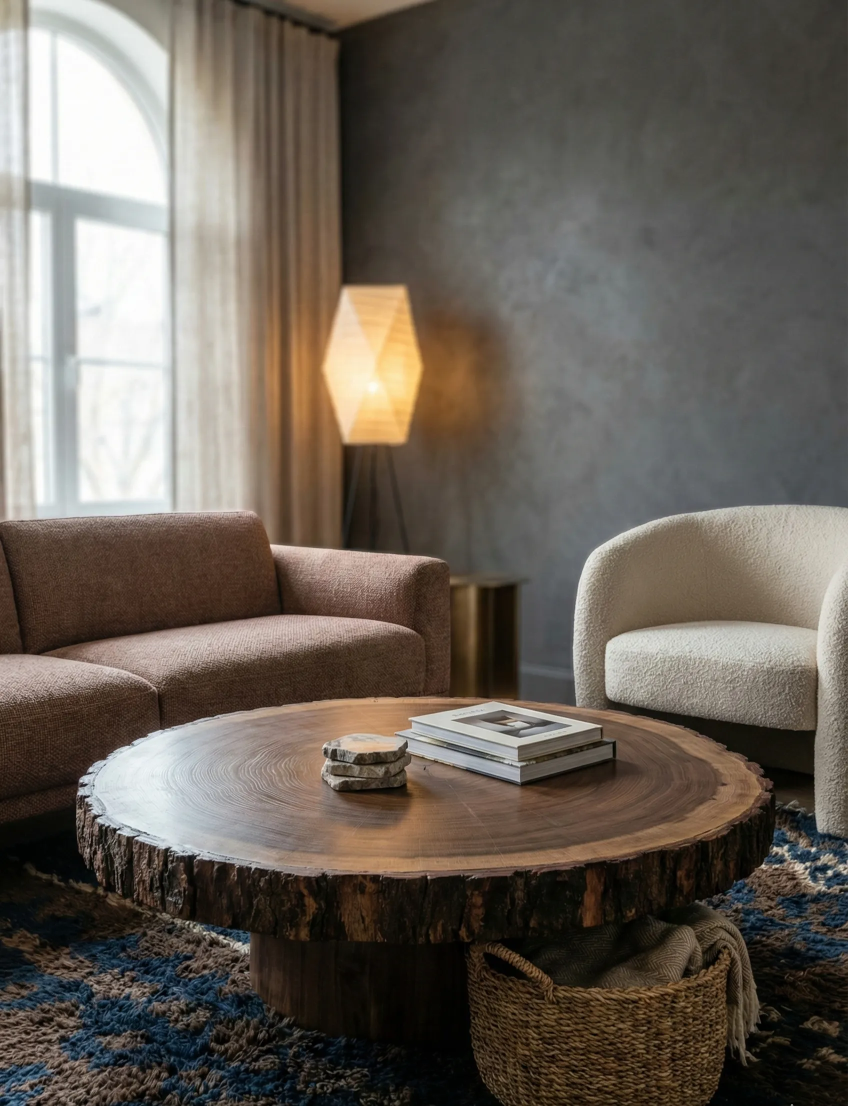 Round Tree-Ring Live Edge Coffee Table