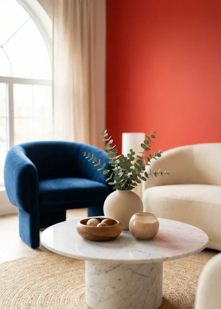 Rounded or Soft-Edge Decor to Offset Hard Lines