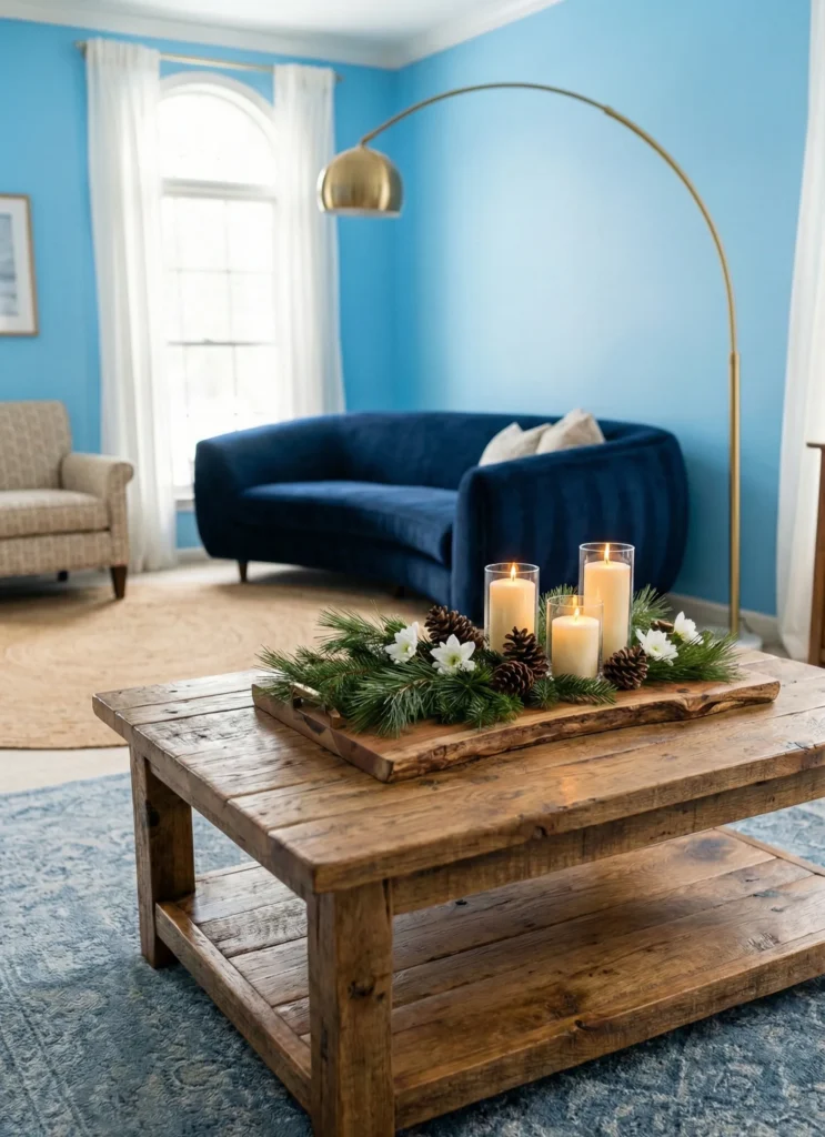 Rustic Wood Accent With Pine Branches