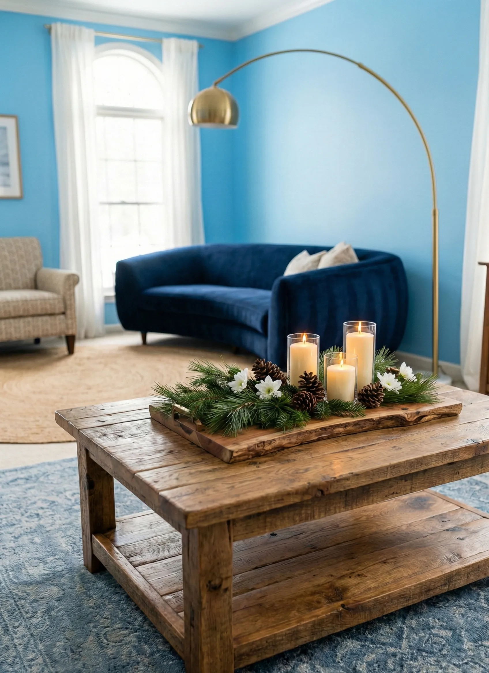 Rustic Wood Accent With Pine Branches