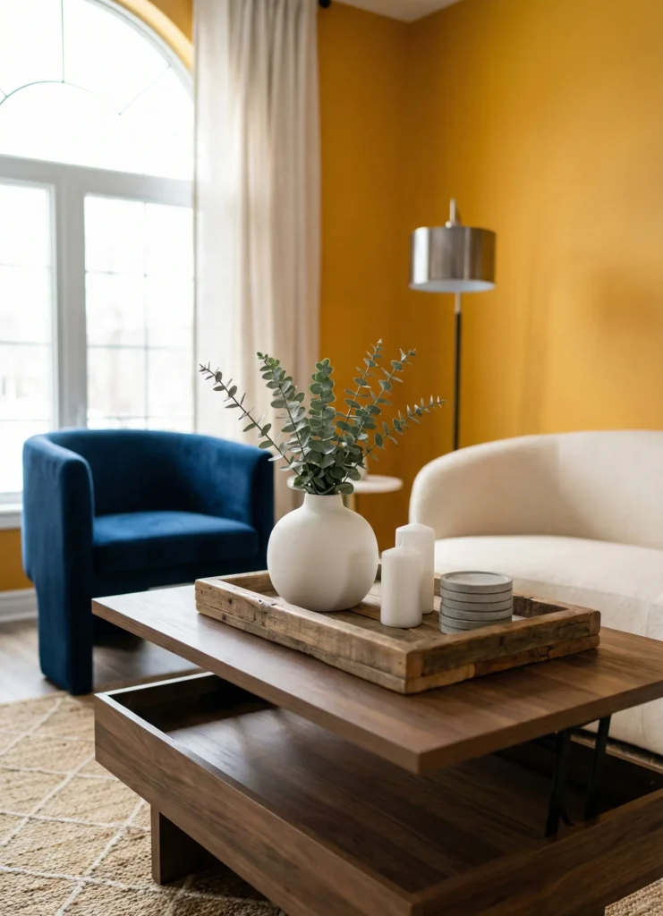 Rustic Wood Tray Balanced With Clean Modern Decor