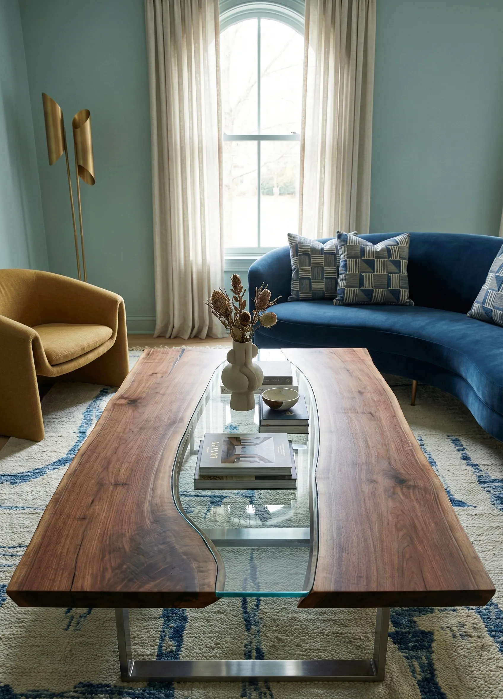Split-Top Live Edge With Glass Inset