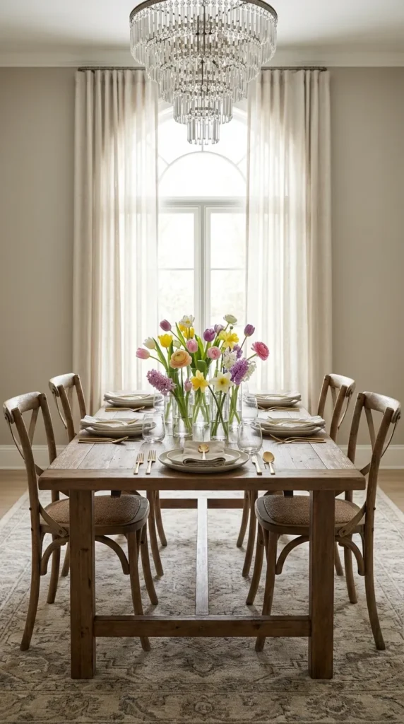 Spring Flowers In Clear Vases