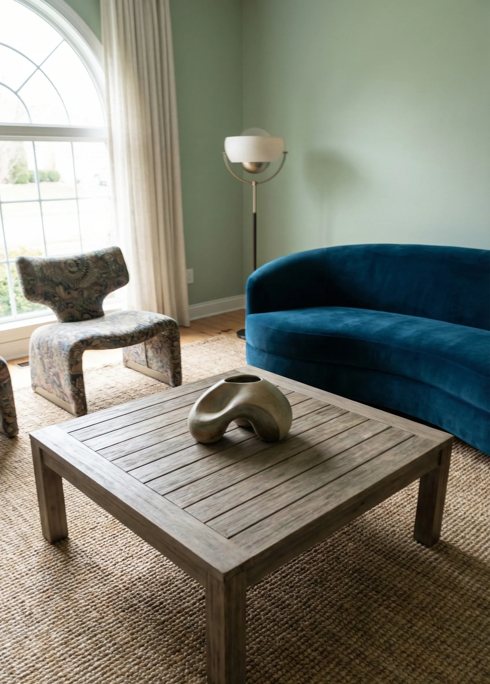 Square Table With Low Sculptural Centerpiece