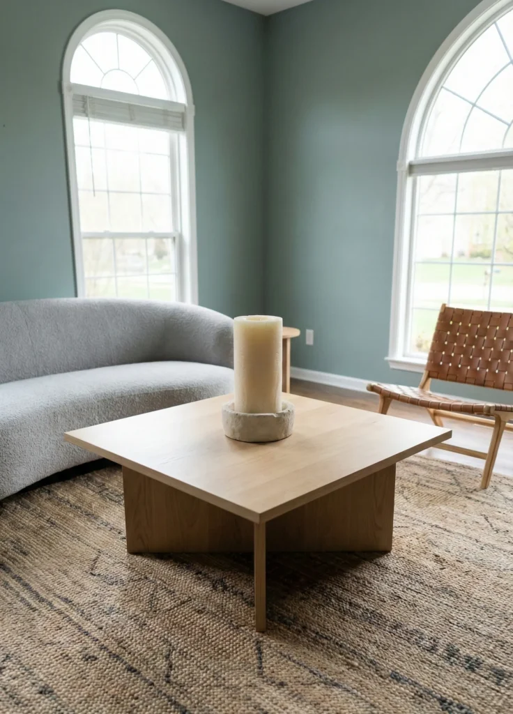 Square Table With Single Statement Candle