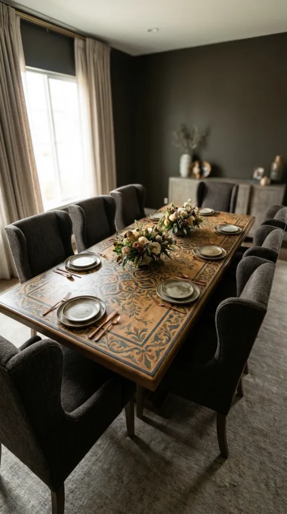 Stenciled Pattern Artwork Table