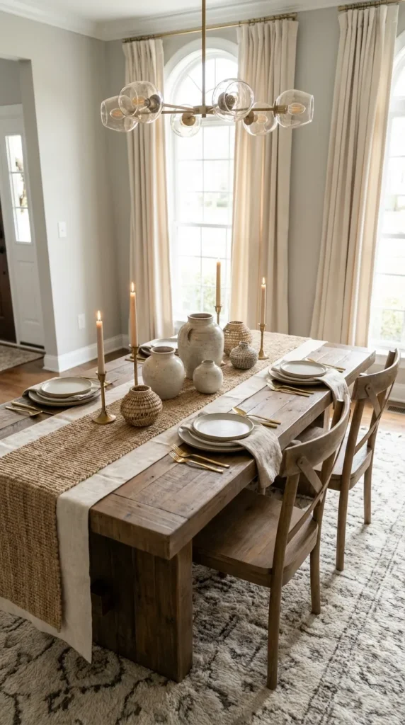 Textured Table Runner with Layered Accents