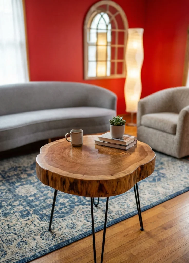 tree Stump Coffee Table With Added Legs