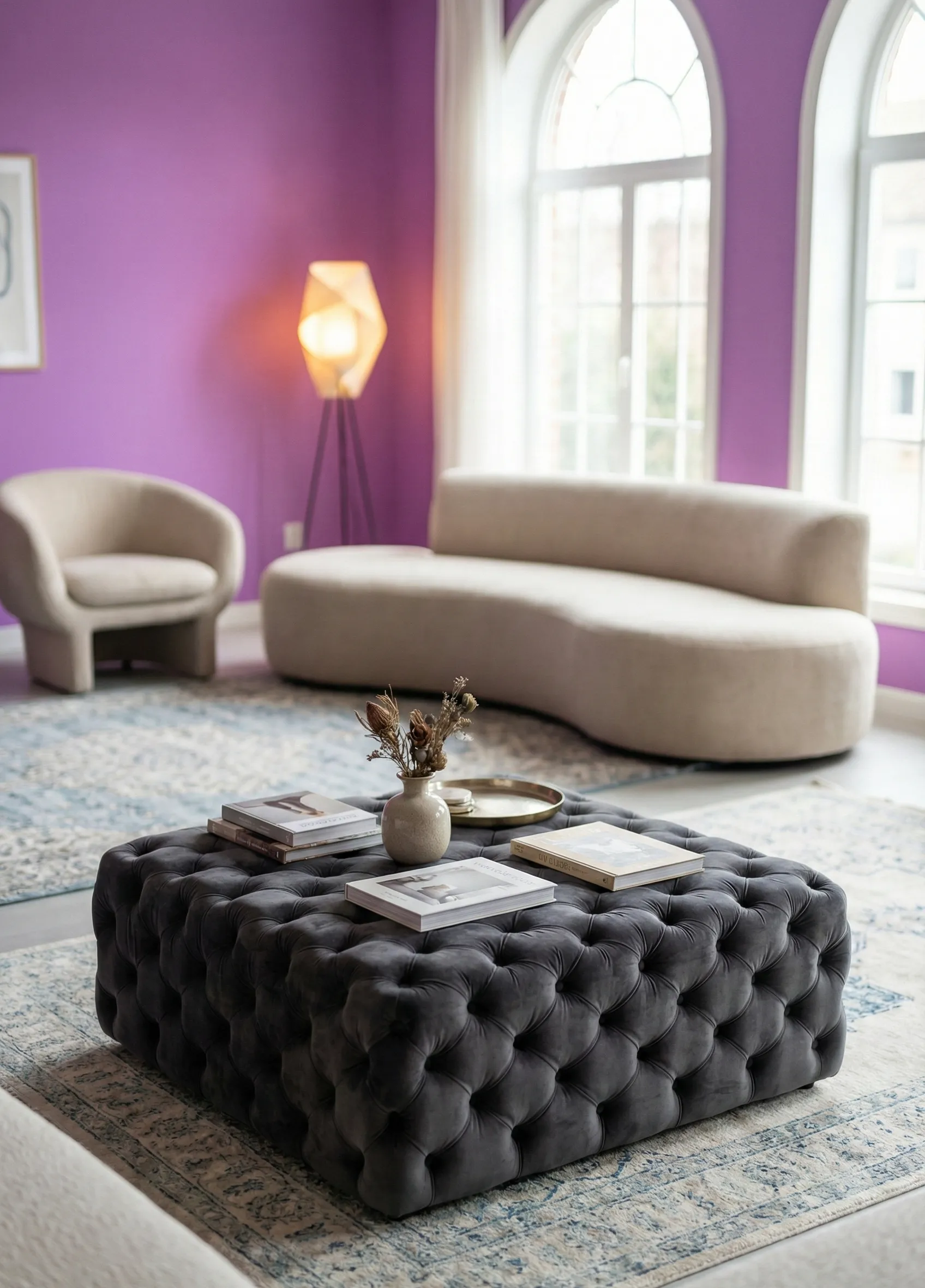 Tufted Ottoman for Subtle Texture