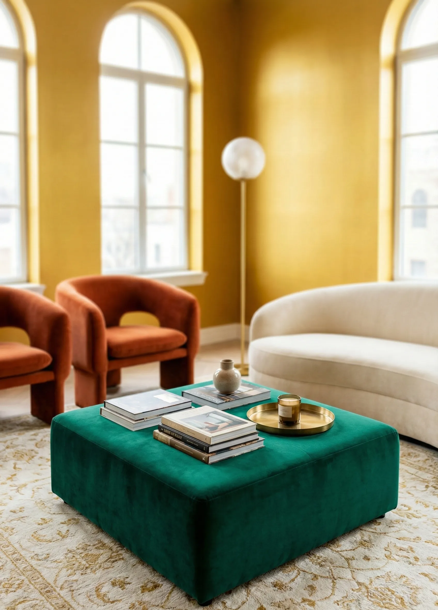 Velvet Ottoman for a Luxe Modern Feel
