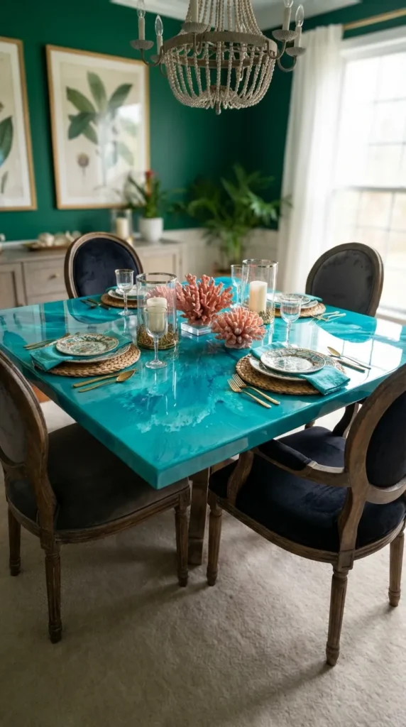 Vibrant Turquoise Splash Table