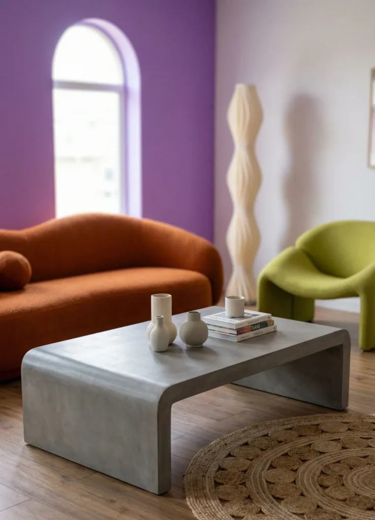 Waterfall-Edge Concrete Coffee Table