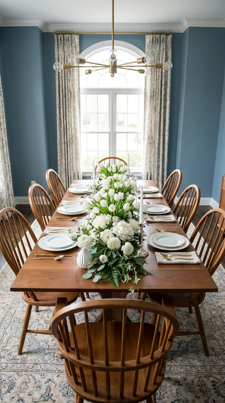 White Flowers With Green Accents