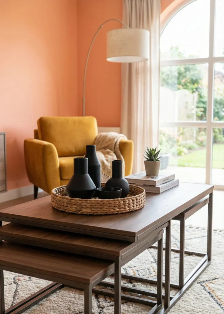 Woven Tray Paired With Modern Ceramic Pieces