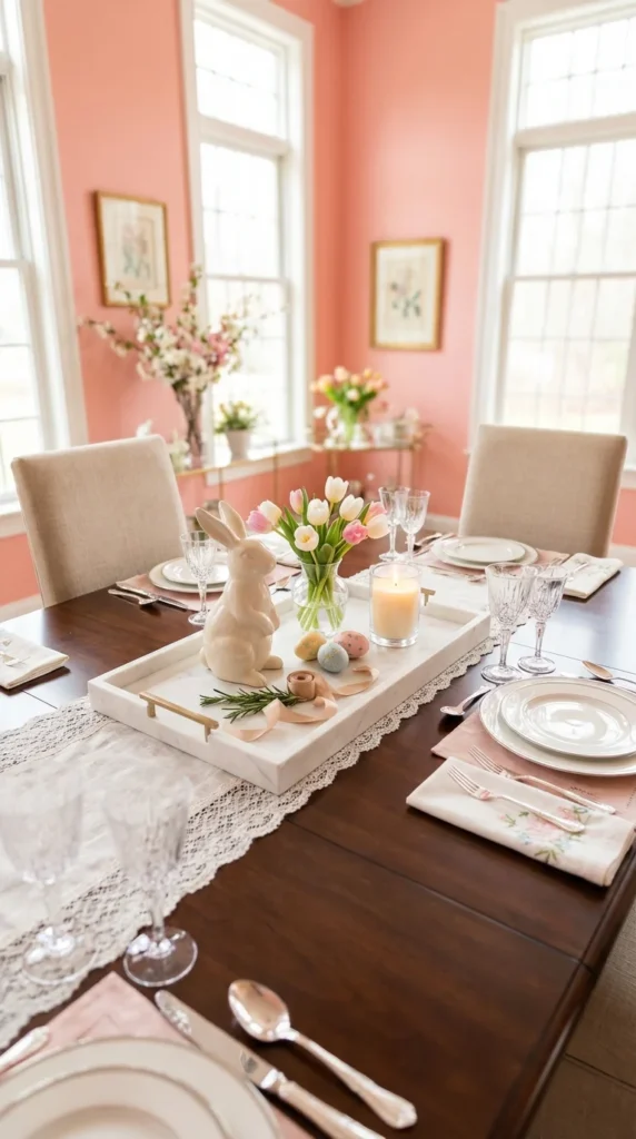Bunny And Tulip Tray Arrangement