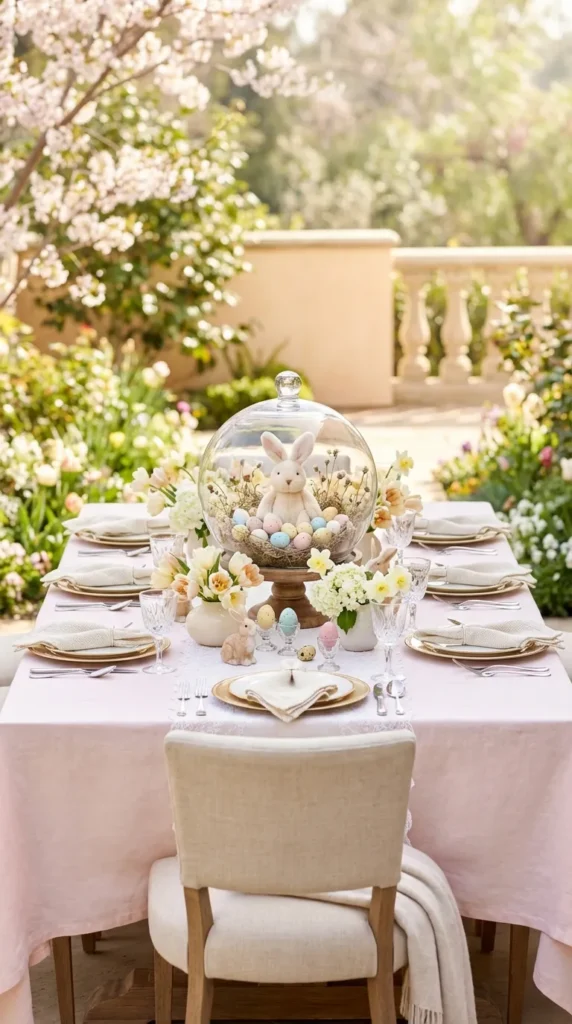 Bunny Cloche With Plush Bunny And Eggs