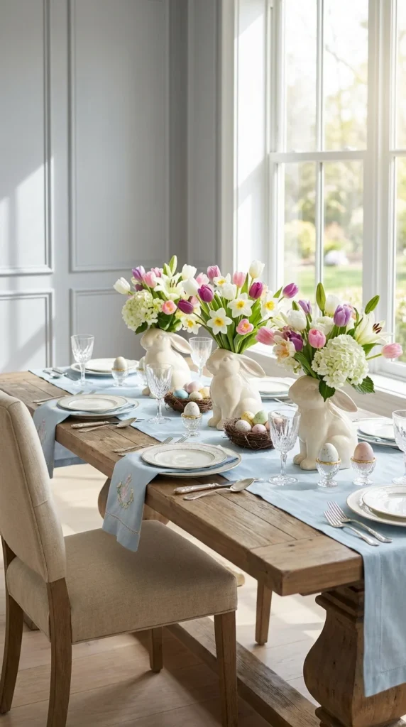 Bunny Vase With Tulip Flowers