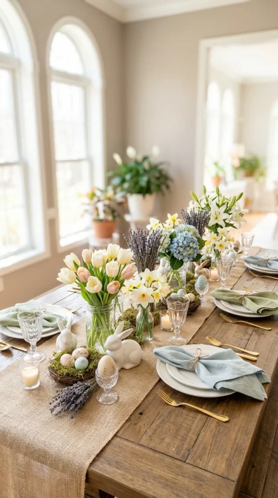 Burlap Runner With Floral Accents