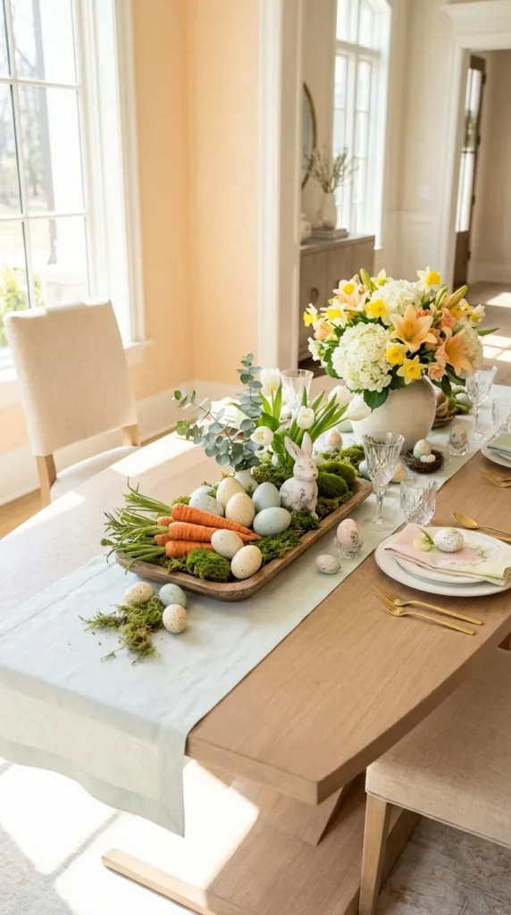 Carrot Table Accent With Speckled Eggs