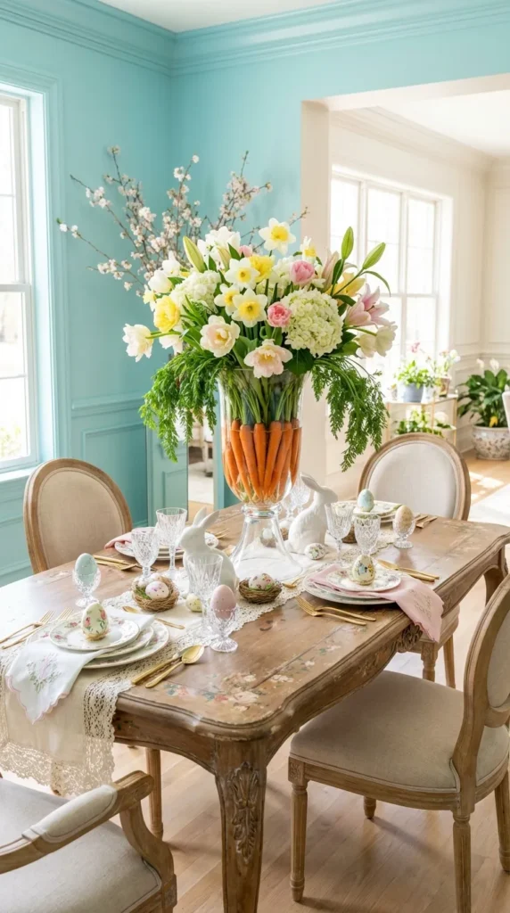 Carrots With Fresh Flowers In Vase