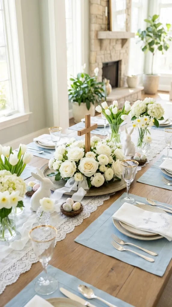 Cross And White Roses Table Tray