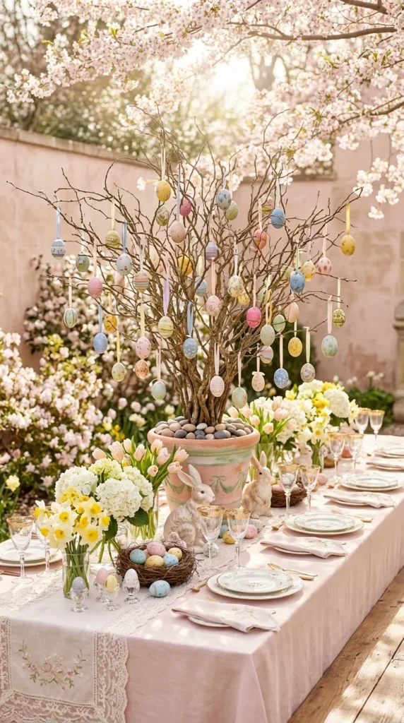 Easter Egg Tree With Colorful Hanging Eggs