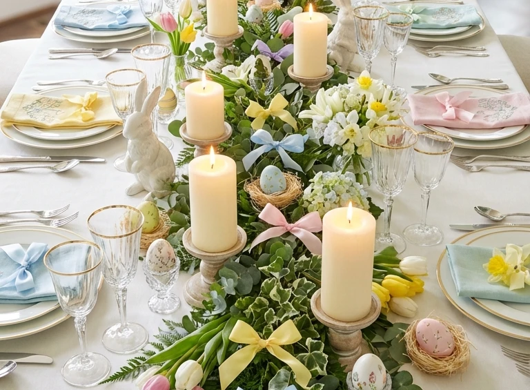 Easter Table Centerpieces with Candles