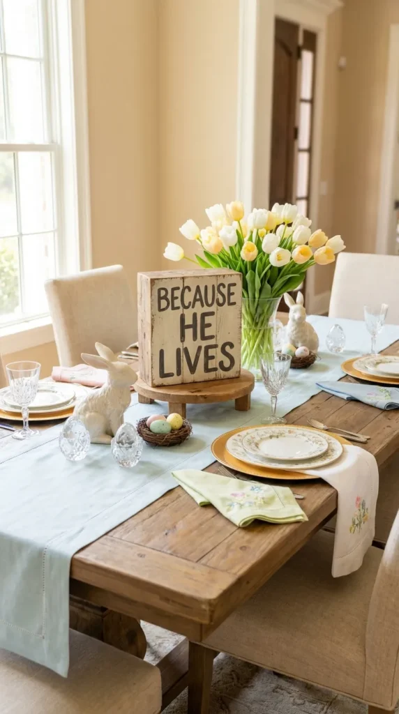 Faith Message Wooden Block And Tulips