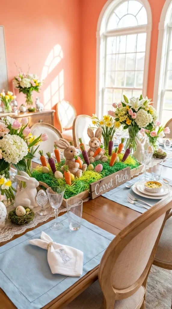 Fun Carrot Patch With Faux Grass Base