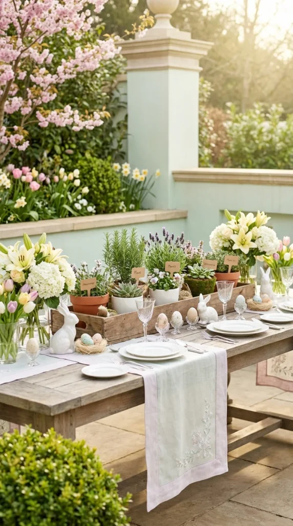 Garden-Style Potted Plants Centerpiece