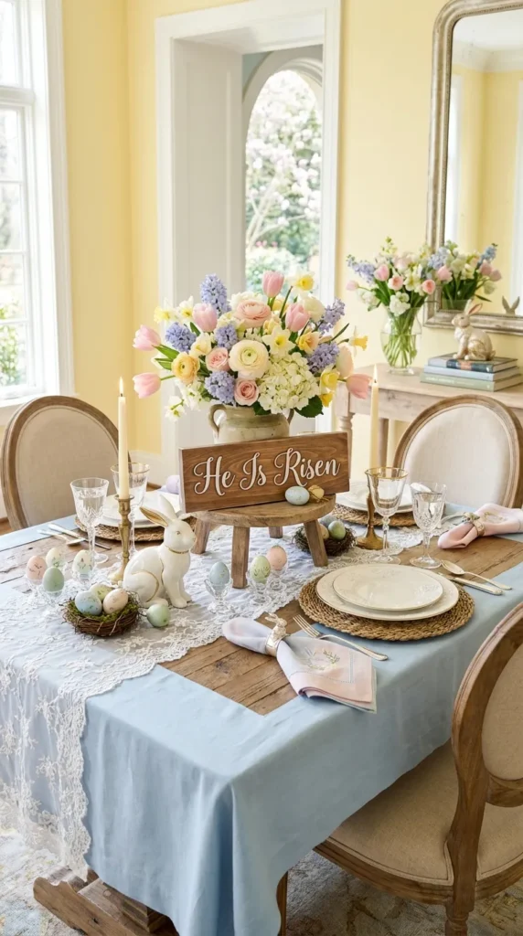 He Is Risen Wooden Sign With Florals