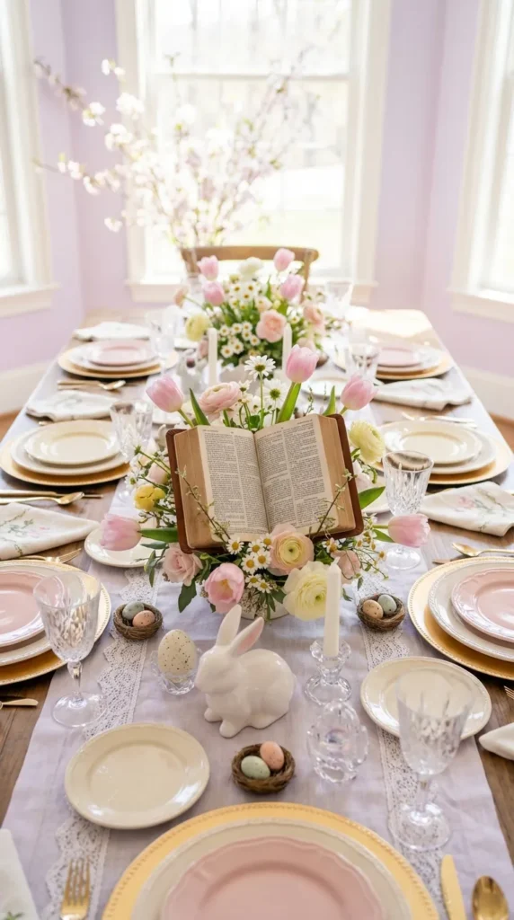 Mini Open Bible With Spring Flowers