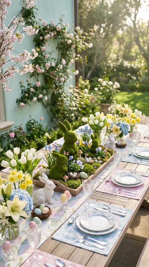 Moss Bunny And Egg Mini Garden Tablepiece