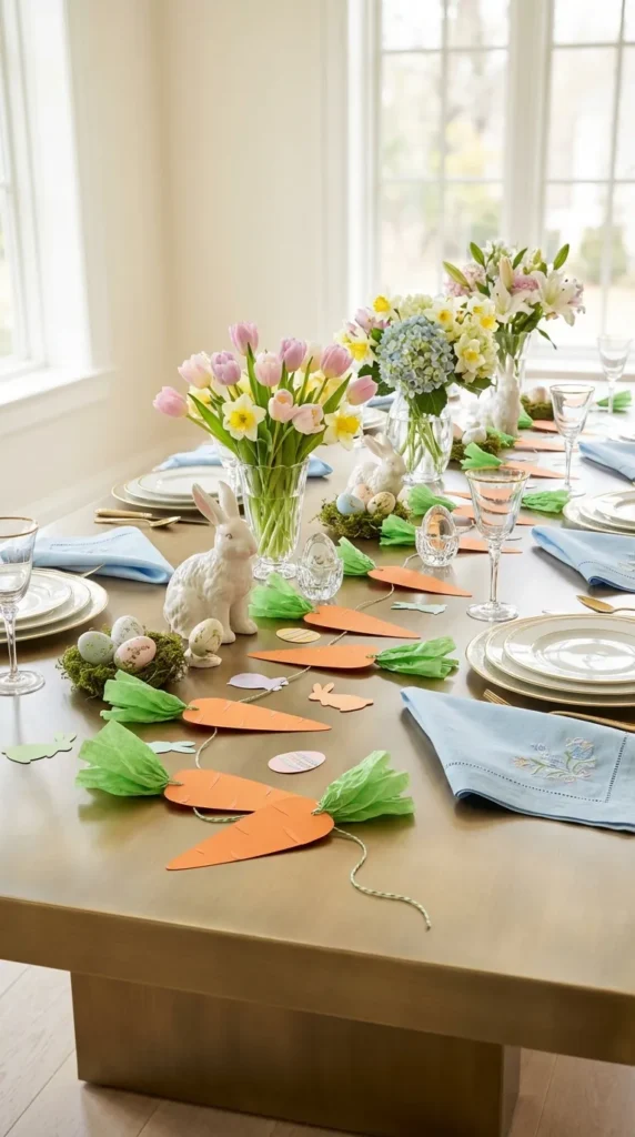Paper Carrot Garland Runner On Table