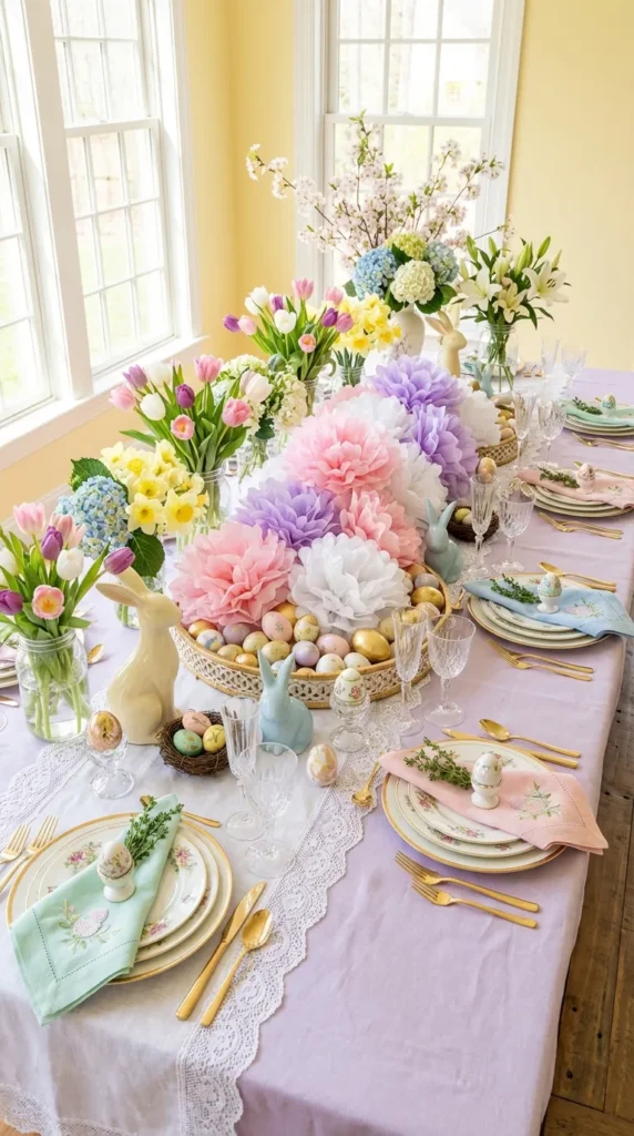 Paper Flower And Egg Arrangement Centerpiece