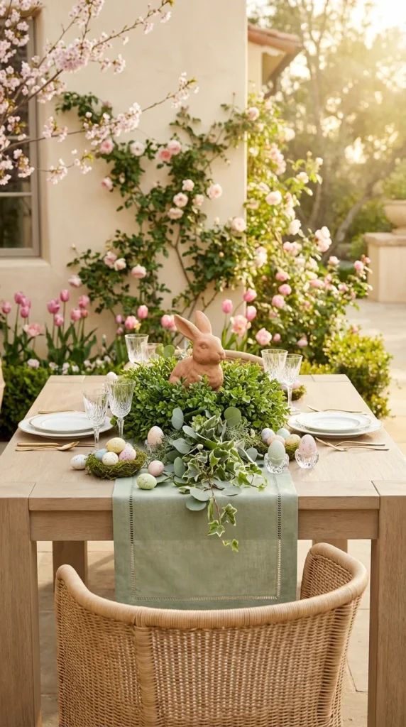Rustic Bunny And Greenery Display