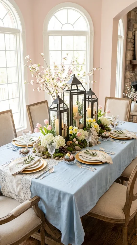 Rustic Lantern With Cross And Candle