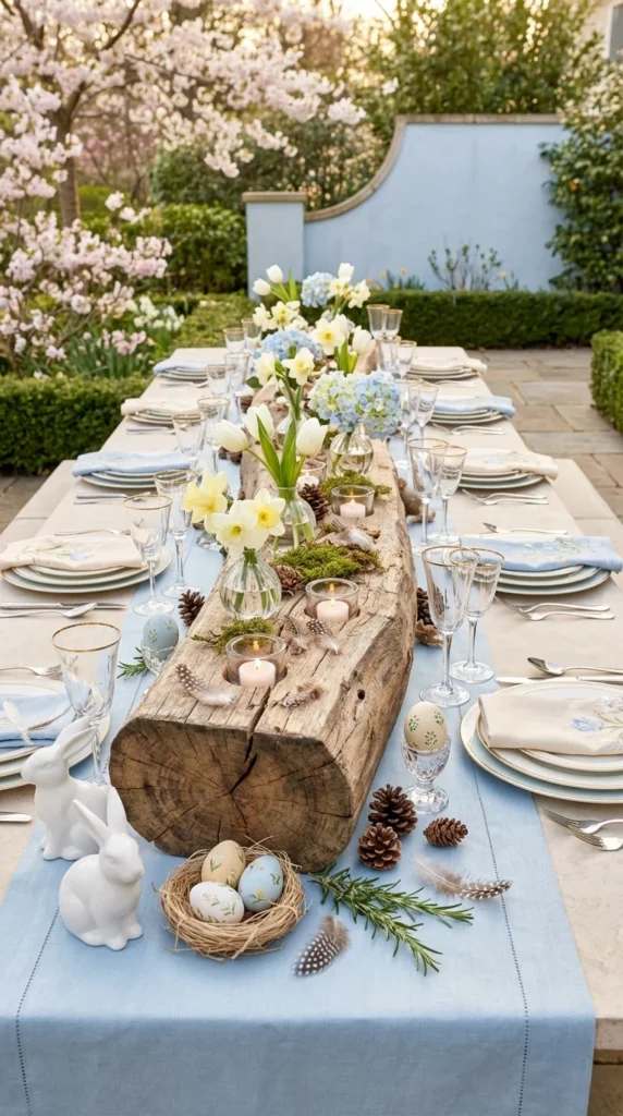 Wooden Log Nature Centerpiece
